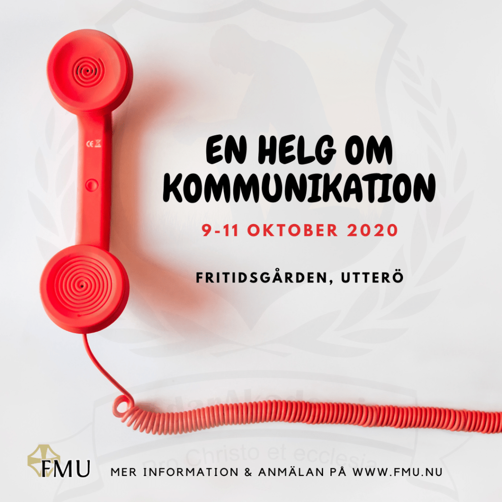 En plansch med en telefon på där det står " En helg om kommunikation" 9-11 oktober 2020. Fritidsgården, Utterö. Anmäl dig via denna länk: https://docs.google.com/forms/d/e/1FAIpQLSfuQEU1L0DELkUrPHQj9r09ebRAoL_qlgdiBTBQ_coJB_zM1w/viewform