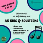 Reklam om en kördag för barn 7-17år i Andreaskyrkan i Helsingfors. 27.4