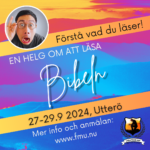 En reklambild om en helg den 27-29.9 som heter "En helg om att läsa bibeln"