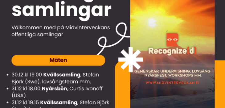 Annons om Midvinterveckans offentliga samlingar som är på Variska i Vasa. 30 & 31.12 kl 19