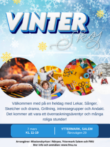 En reklambild om Vinterskoj som är en dag för barn 7-12år i Yttermark den 7 mars.